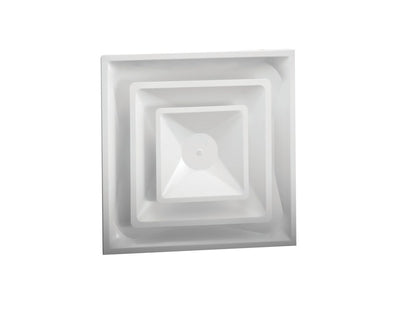 Hart & Cooley 050506, 24x24 4-Way Ceiling Diffuser, 14 in Neck, White Steel Ceiling Air Vent