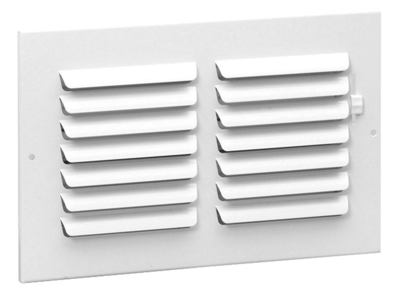 Hart & Cooley 703878, 14x6 1-Way Air Register, White Steel Sidewall & Ceiling Air Vent with Multi-Shutter Damper