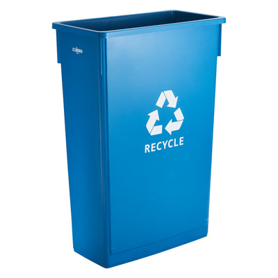 Winco PTC-23L 23 Gal Slender Recycling Receptacle with Recycle Sign Blue HDPE