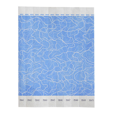 Winco WB-100B-D Bar Maid Waterproof Tear-Free Wristbands - Blue Pattern (500 Pieces/Pack)