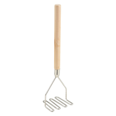 Winco PTM-18S 4-1/2 Inch Square Potato Masher Nickel Plated Wood Handle