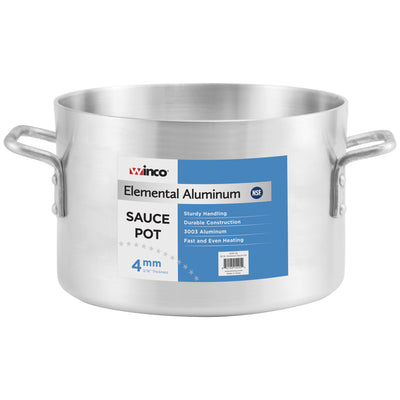 Winco ASSP-26 26 Qt Aluminum Sauce Pot with Riveted Handles NSF