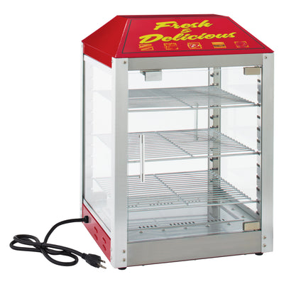 Winco 51040 16 Inch Countertop Pass-Thru Hot Food Display Case - 2 Door Pizza Warmer with Racks