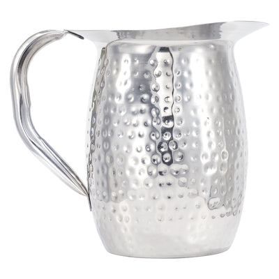 Winco WPB-2CH 2 Qt. Hammered Ice Catcher Bell Pitcher Stainless Steel Mirror Finish