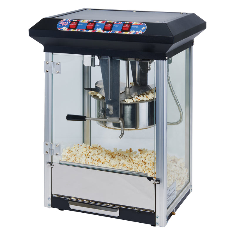 Winco POP-8B 17 Inch Countertop Electric Popcorn Popper Stainless Steel with Warming Light