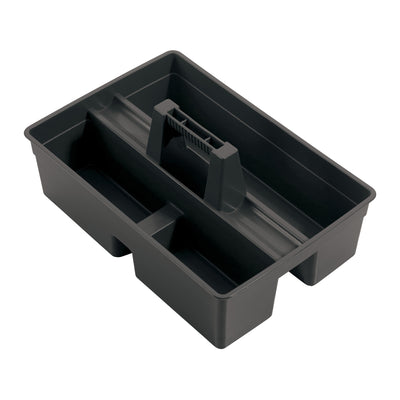 Winco PJC-1511K 15 Inch Janitorial Caddy Black HDPE with 3 Compartment