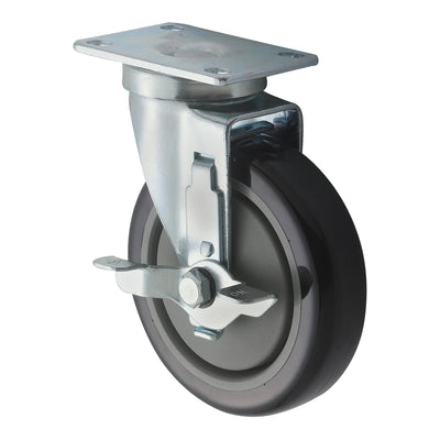 Winco CT-23B 5 Inch Diameter Caster Set Universal with Brakes Polyurethane