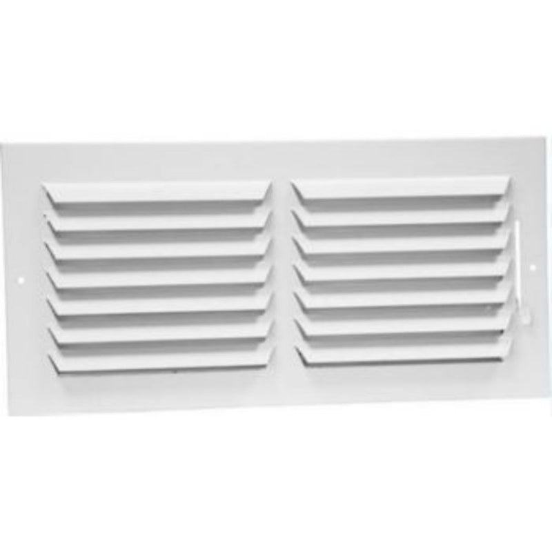 Lima 703877, 12x8 1-Way Air Register, White Steel Sidewall & Ceiling Air Vent with Multi-Shutter Damper