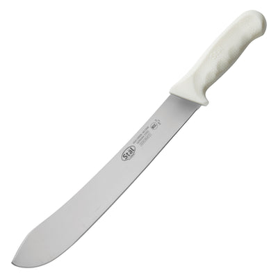 Winco KWP-124 12 Inch Butcher Knife - Stamped High Carbon No-Stain Steel White Handle
