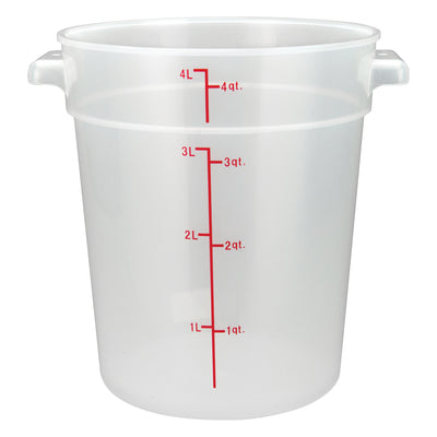 Winco PTRC-4 4 Quart Round Storage Container with Built-in Handles Polypropylene