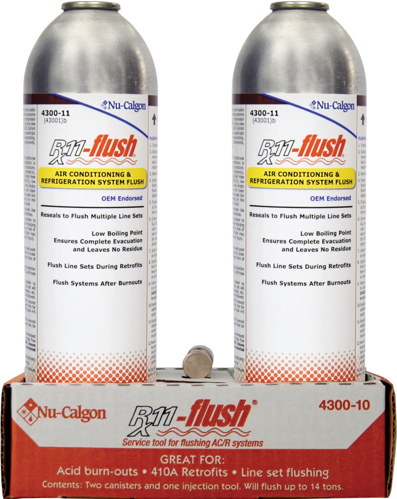 Nu-Calgon 4300-10, Rx11® Flush 2+1 Display Pack, Contains: 2-2 lb Cans and Valve.