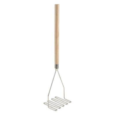 Winco 24" Square Manual Potato Masher - Nickel Plated with Wood Handle