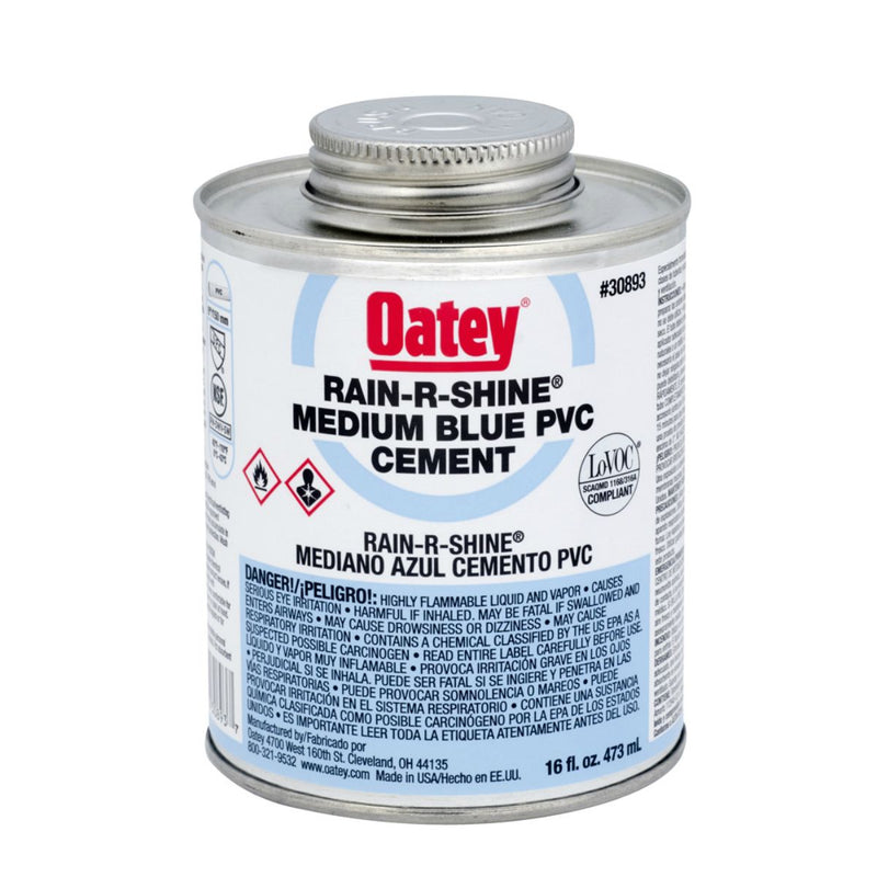 Oatey 530-30893, Rain-R- Shine, Blue PVC Cement - 16 oz