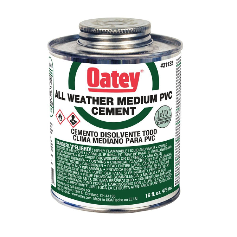 Oatey 530-31132, All Weather Clear PVC Cement - 16 oz