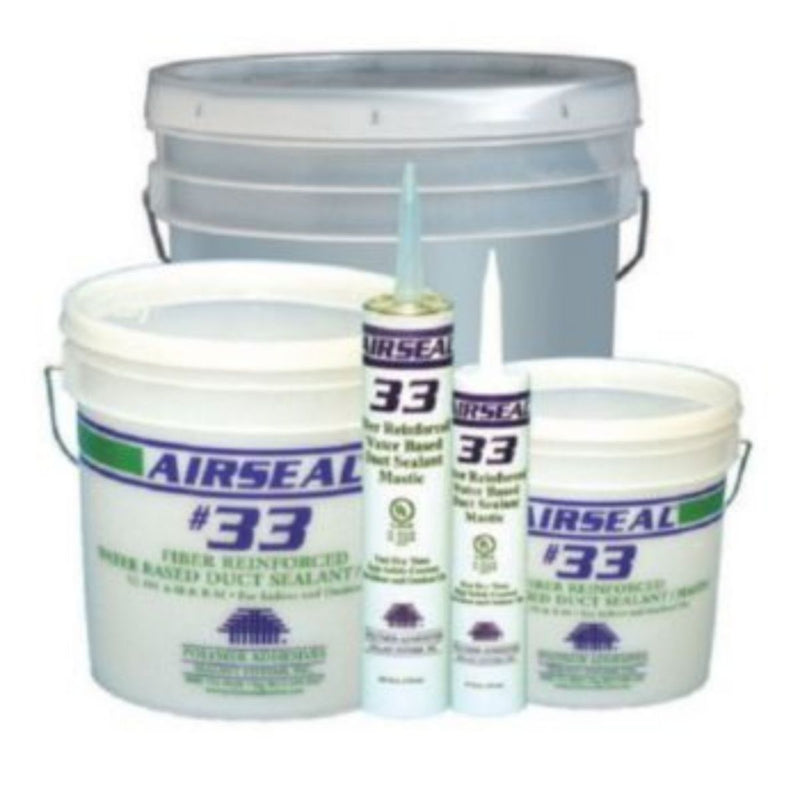 Polymer Adhesives 1-AS33-0TW-00, AS33-T(W) - Airseal #33-T White, Fiber Reinforced Water Based Duct Sealant