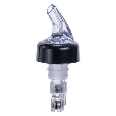 Winco PPA-125 1-1/4 Oz Liquor Pourer With Black Collar Plastic Clear Spout