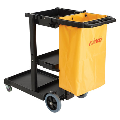 Winco PJC-4538 45 Inch Janitorial Cart Black Three Shelves