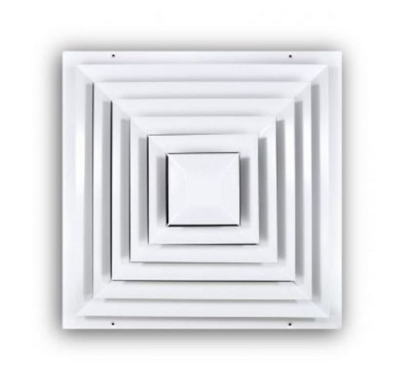 TRUaire 56016X16, 16x16 Step-Down T-Bar Ceiling Diffuser, 18 in Neck, White Steel Ceiling Air Vent, TAI5601616 Series