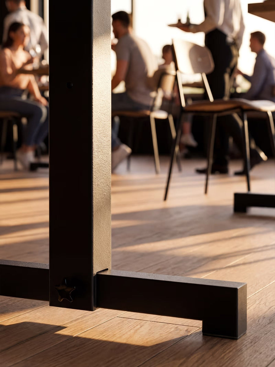 Rockless Table base in service requiring no maintenance or re-leveling