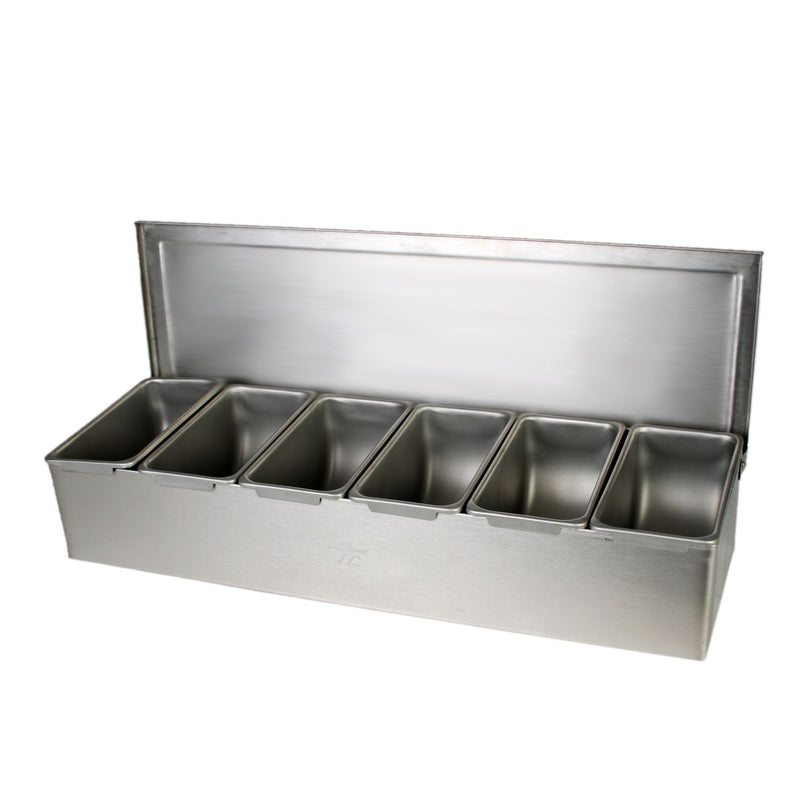 Thunder Group SSCD006 Bar Condiment Dispenser 6 Compartment with Open Bottom Stainless Steel