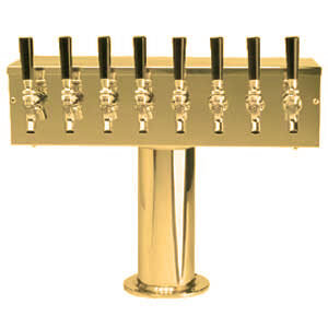 Micro Matic DS-258-PVD-3 24 Inch Air-Cooled Draft Beer Tower Countertop Brass Finish