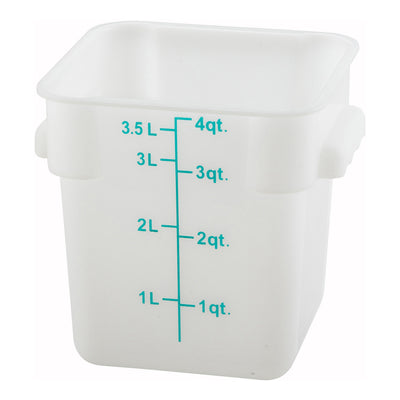 Winco PESC-4 4 Qt Storage Container Square Polypropylene with Built-in Handles White