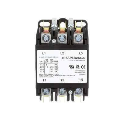 TRADEPRO® Contactor 60 Amp 24 VAC Coil 3-Pole Single Phase TP-CON-3/24/60D