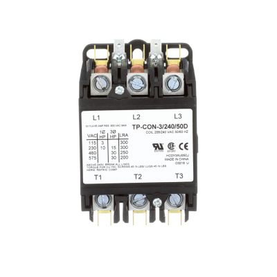 TRADEPRO® Contactor 50 Amp 208-240 VAC Coil 3-Pole TP-CON-3/240/50D