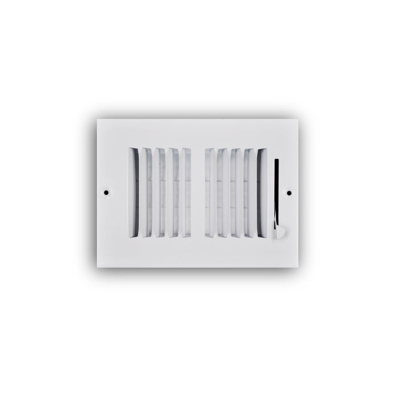 TRUaire 102M06X04, 6x4 2-Way Air Register, White Steel Sidewall & Ceiling Air Vent, 102M Series