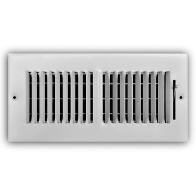 TRUaire 102M10X04, 10x4 2-Way Air Register, White Steel Sidewall & Ceiling Air Vent, 102M Series