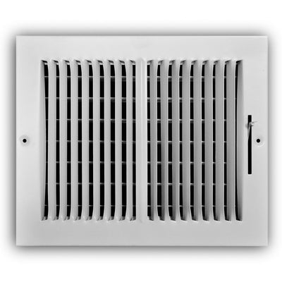 TRUaire 102M10X08, 10x8 2-Way Air Register, White Steel Sidewall & Ceiling Air Vent, 102M Series