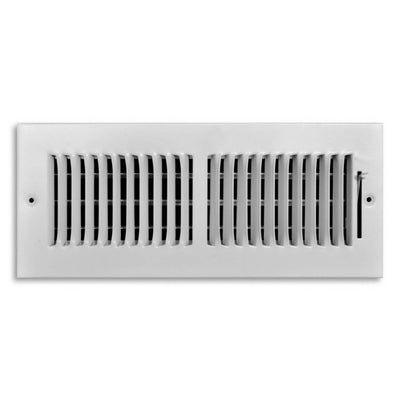 TRUaire 102M12X04, 12x4 2-Way Air Register, White Steel Sidewall & Ceiling Air Vent, 102M Series