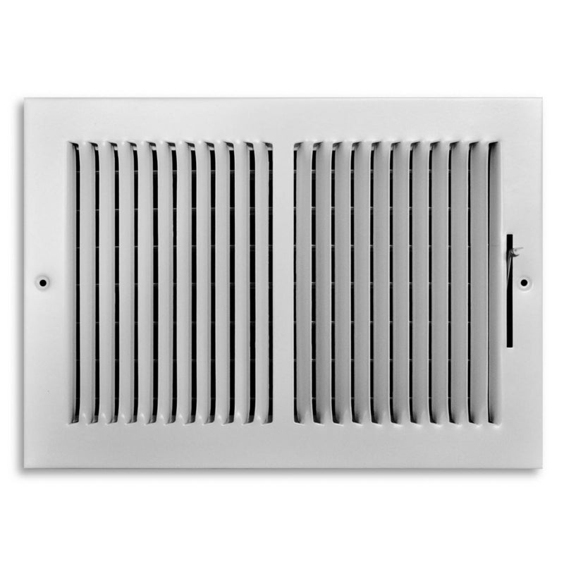 TRUaire 102M12X08, 12x8 2-Way Air Register, White Steel Sidewall & Ceiling Air Vent, 102M Series