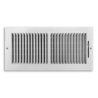 TRUaire 102M14X06, 14x6 2-Way Air Register, White Steel Sidewall & Ceiling Air Vent, 102M Series