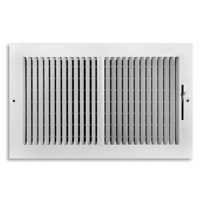 TRUaire 102M14X08, 14x8 2-Way Air Register, White Steel Sidewall & Ceiling Air Vent, 102M Series