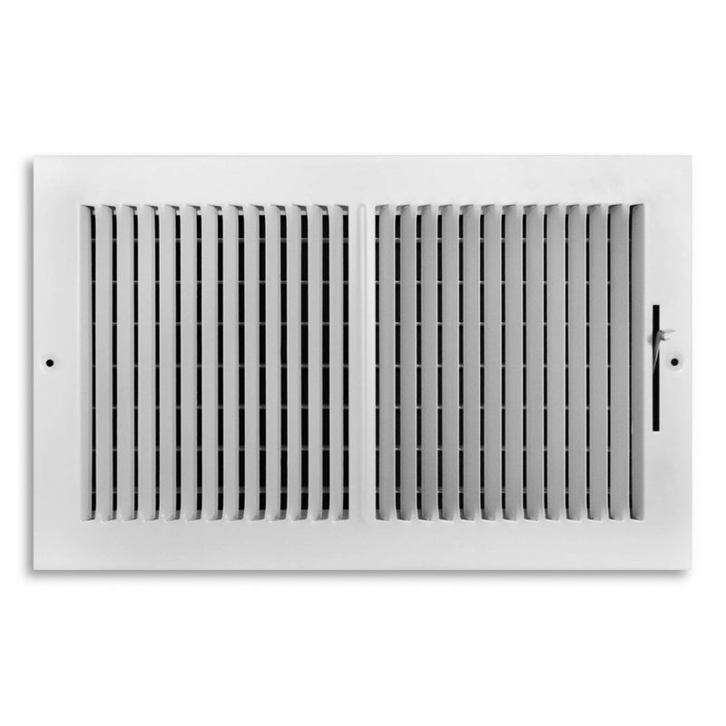 TRUaire 102M14X08, 14x8 2-Way Air Register, White Steel Sidewall & Ceiling Air Vent, 102M Series