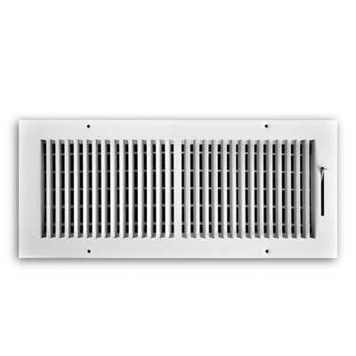 TRUaire 102M16X06, 16x6 2-Way Air Register, White Steel Sidewall & Ceiling Air Vent, 102M Series