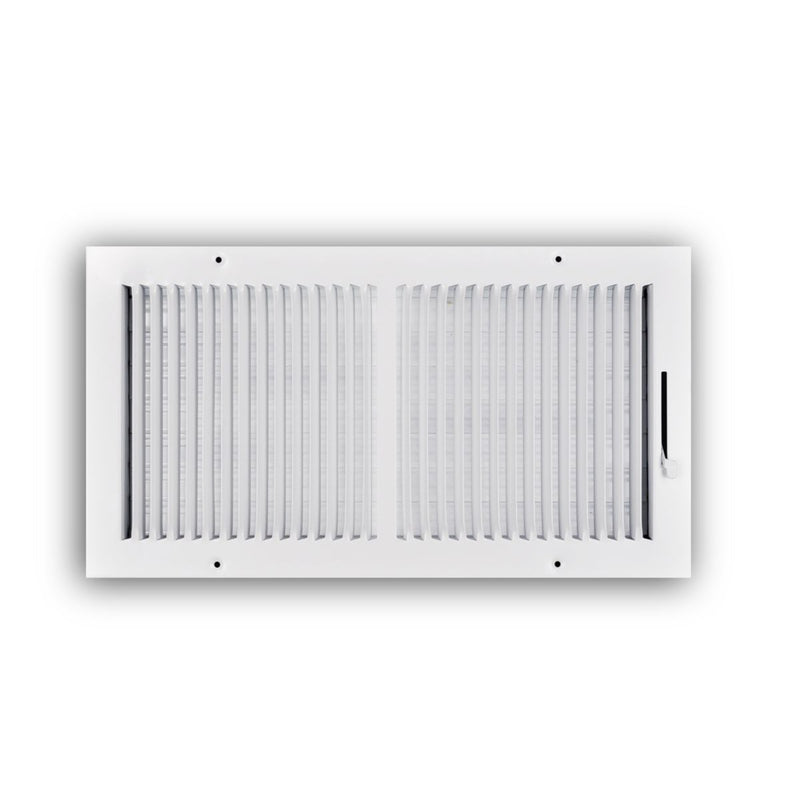 TRUaire 102M16X08, 16x8 2-Way Air Register, White Steel Sidewall & Ceiling Air Vent, 102M Series