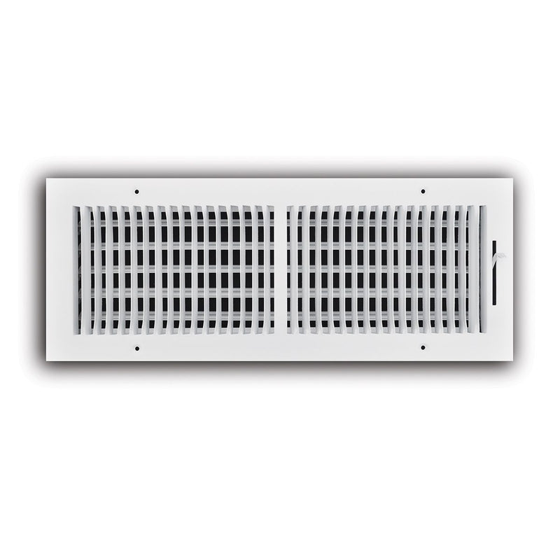 TRUaire 102M18X06, 18x6 2-Way Air Register, White Steel Sidewall & Ceiling Air Vent, 102M Series