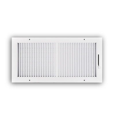 TRUaire 102M18X08, 18x8 2-Way Air Register, White Steel Sidewall & Ceiling Air Vent, 102M Series