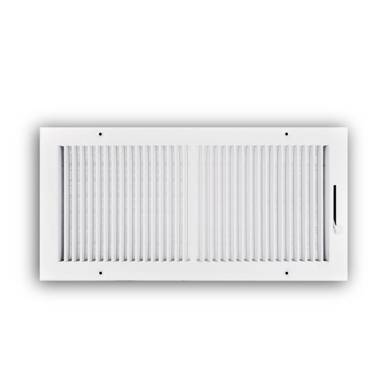 TRUaire 102M18X08, 18x8 2-Way Air Register, White Steel Sidewall & Ceiling Air Vent, 102M Series