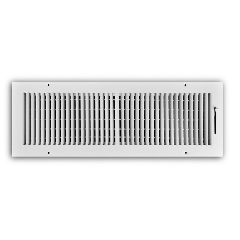 TRUaire 102M20X06, 20x6 2-Way Air Register, White Steel Sidewall & Ceiling Air Vent, 102M Series