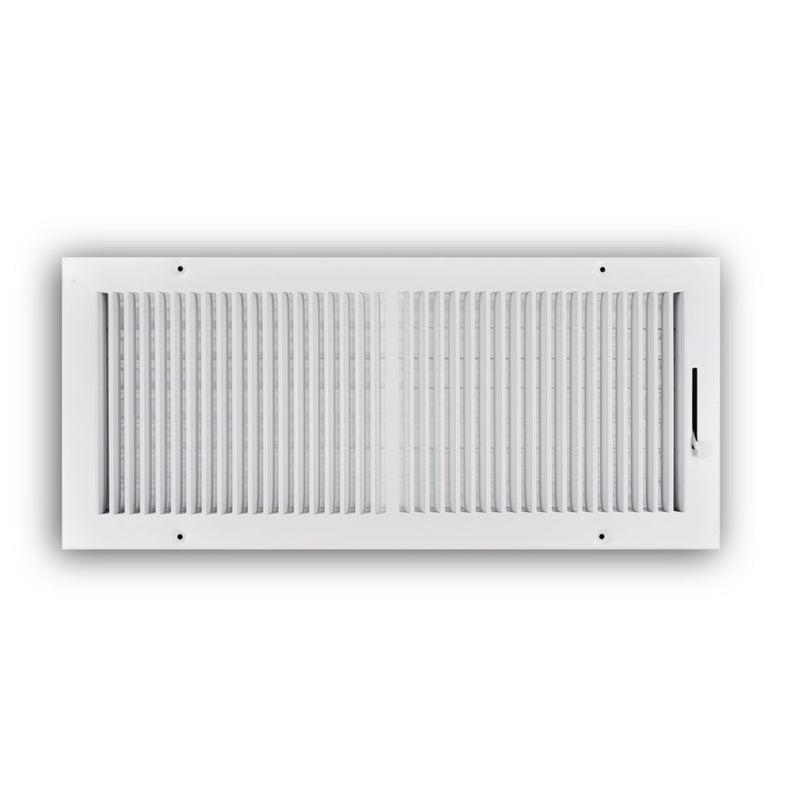 TRUaire 102M20X08, 20x8 2-Way Air Register, White Steel Sidewall & Ceiling Air Vent, 102M Series