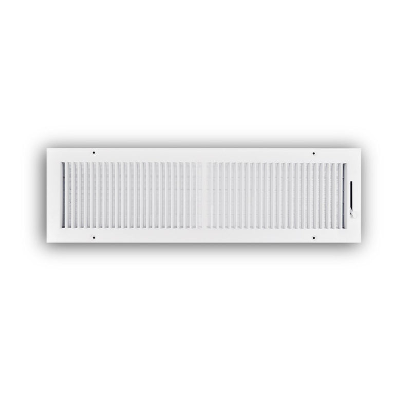 TRUaire 102M24X06, 24x6 2-Way Air Register, White Steel Sidewall & Ceiling Air Vent, 102M Series