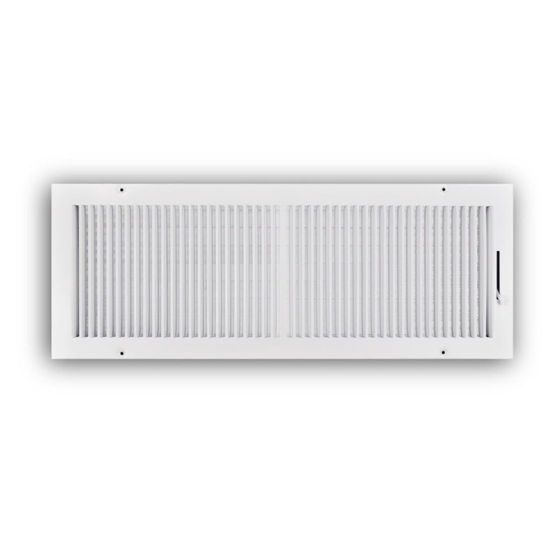 TRUaire 102M24X08, 24x8 2-Way Air Register, White Steel Sidewall & Ceiling Air Vent, 102M Series