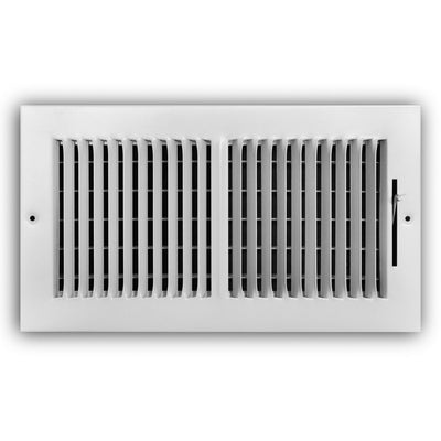 TRUaire 102M10X06, 10x6 2-Way Air Register, White Steel Sidewall & Ceiling Air Vent, 102M Series