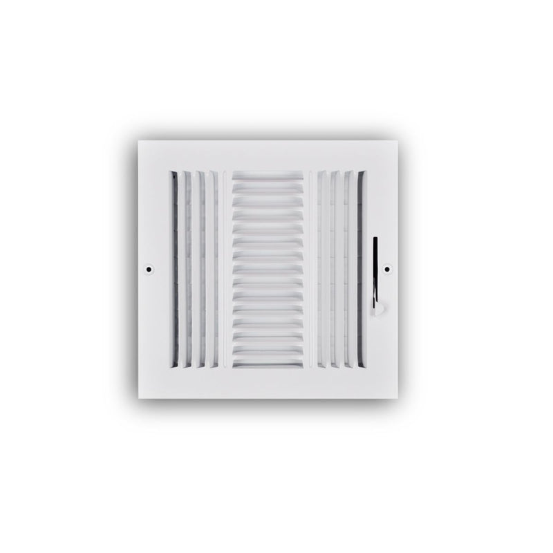 TRUaire 103M08X08, 8x8 3-Way Air Register, White Steel Sidewall & Ceiling Air Vent, 103M Series