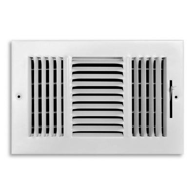 TRUaire 103M10X06, 10x6 3-Way Air Register, White Steel Sidewall & Ceiling Air Vent, 103M Series