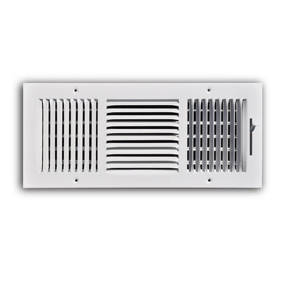 TRUaire 103M16X06, 16x6 3-Way Air Register, White Steel Sidewall & Ceiling Air Vent, 103M Series