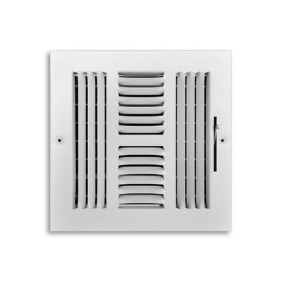 TRUaire 104M08X08, 8x8 4-Way Air Register, White Steel Sidewall & Ceiling Air Vent, 104M Series